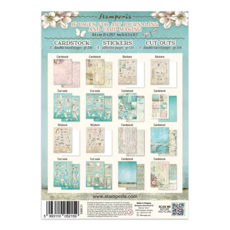Stamperia Wonderland  Junk Journal Stickers, Cut-Outs, Backgrounds (1 csomag)