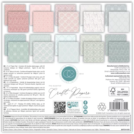 Craft Consortium Baroque 2 Scrapbook papírkészlet Essential Craft Papers 6" (15 cm) 40 lap