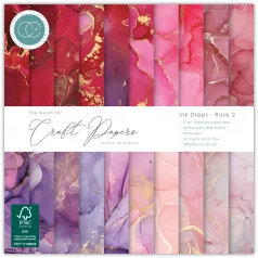   Craft Consortium Ink Drops Rose 2 Scrapbook papírkészlet Essential Craft Papers 6" (15 cm) 40 lap