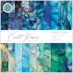   Craft Consortium Ink Drops Ocean 2 Scrapbook papírkészlet Essential Craft Papers 12" (30 cm) 30 lap