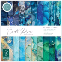   Craft Consortium Ink Drops Ocean 2 Scrapbook papírkészlet Essential Craft Papers 6" (15 cm) 40 lap