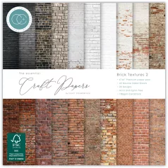   Craft Consortium Brick Textures 2 Scrapbook papírkészlet Essential Craft Papers 6" (15 cm) 40 lap