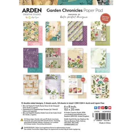 Arden Creative Studio Papírkészlet 6"x8" (15x20cm) Garden Chronicles Paper Pad (1 csomag)