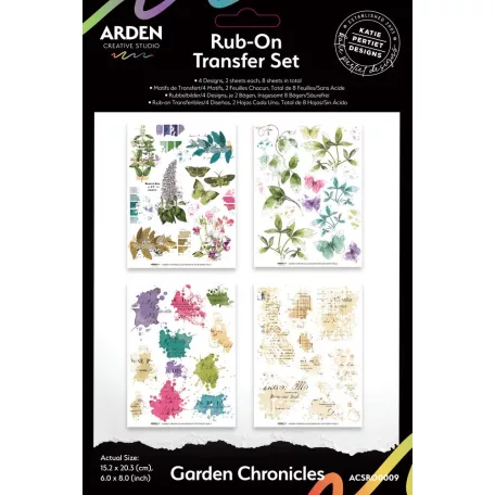 Arden Creative Studio Kaparós matrica 6"x8" (15x20cm) Garden Chronicles Rub-On Transfer Set (1 csomag)