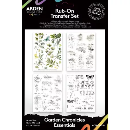 Arden Creative Studio Kaparós matrica 6"x8" (15x20cm) Garden Chronicles Essentials Rub-On Transfer Set (1 csomag)