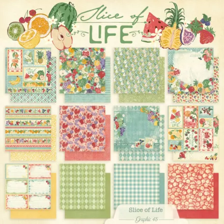Graphic 45 Slice of Life Scrapbook papírkészlet 8" (20 cm) Collection Pack (24 lap)