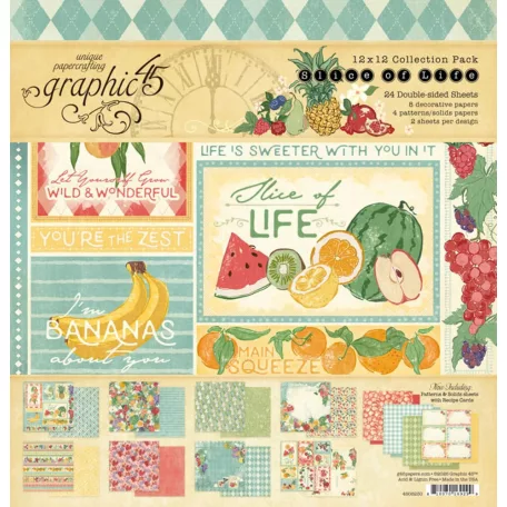 Graphic 45 Slice of Life Scrapbook papírkészlet 12" (30 cm) Collection Pack (24 lap)
