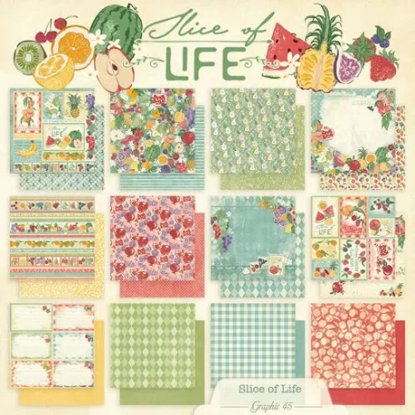 Graphic 45 Slice of Life Scrapbook papírkészlet 12" (30 cm) Collection Pack (24 lap)