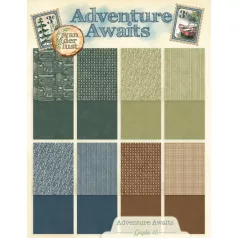   Graphic 45 Adventure Await Scrapbook papírkészlet A4 Patterns & Solids (16 lap)