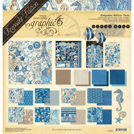 Graphic 45 Ocean Blue Scrapbook alkotócsomag 12" (30 cm) Keepsake Edition (1 csomag)