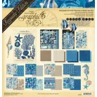 Graphic 45 Ocean Blue Scrapbook alkotócsomag exkluzív fém vágósablonnal 12" (30 cm) Keepsake Kit with Exclusive Metal Die-Set (1 csomag)