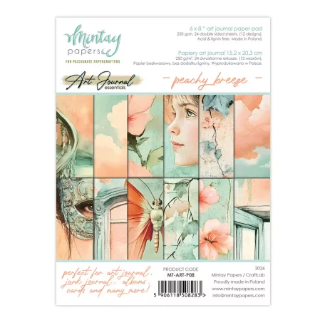 Mintay Papírkészlet 6"x8" (15x20 cm) Peachy Breeze - Art Journal Paper Pad (24 lap)