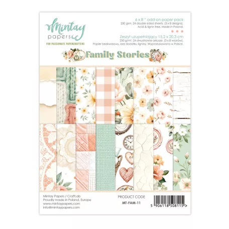 Mintay Papírkészlet 6"x8" (15x20 cm) Family Stories - Add-On Paper Pack (24 lap)