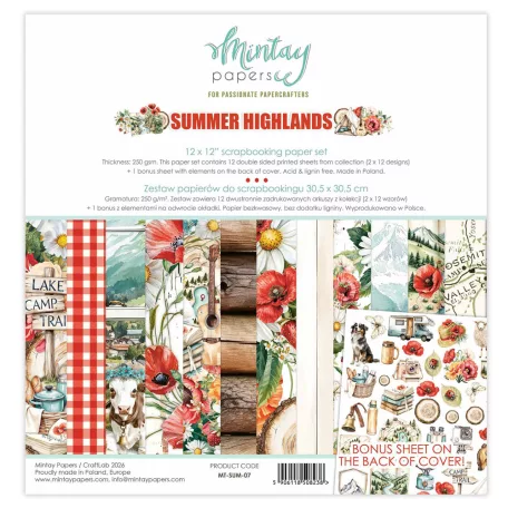 Mintay Scrapbook papírkészlet 12" (30 cm) Summer Highlands - Collection Set (12 lap)