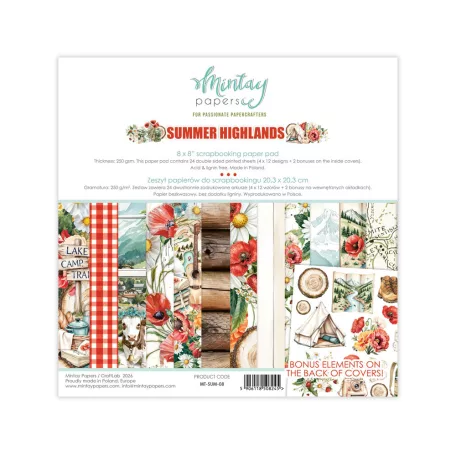 Mintay Scrapbook papírkészlet 8" (20 cm) Summer Highlands - Paper Pad (24 lap)