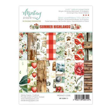 Mintay Papírkészlet 6"x8" (15x20 cm) Summer Highlands - Add-On Paper Pack (24 lap)