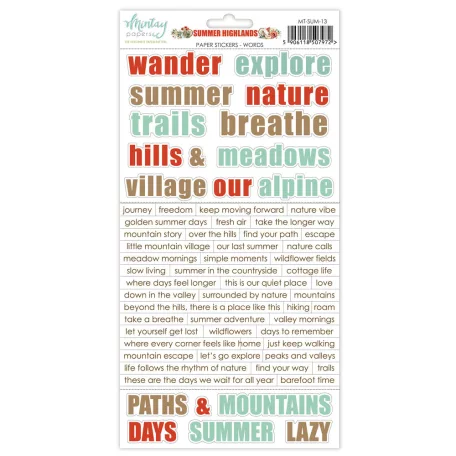 Mintay Matrica Summer Highlands - Paper Stickers Words (1 csomag)