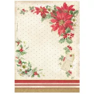   Stamperia Classic Christmas / klasszikus karácsony A4 rizspapír – Poinsettia – 1 ív
