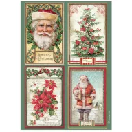   Stamperia Classic Christmas / klasszikus karácsony A4 rizspapír – 4 Cards – 1 ív