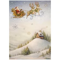   Stamperia Silent Night / csendes éj A4 rizspapír – Santa Claus and Sleigh – 1 ív