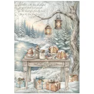   Stamperia White Christmas / fehér karácsony A4 rizspapír – Festive Table – 1 ív