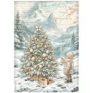   Stamperia White Christmas / fehér karácsony A4 rizspapír – Tree – 1 ív