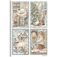   Stamperia White Christmas / fehér karácsony A4 rizspapír – 4 Cards – 1 ív
