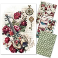   Ciao Bella Rizspapír készlet A4 Bohemian Burgundy Rice Paper Mixed (4 ív)
