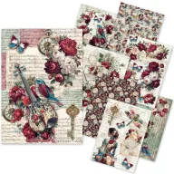   Ciao Bella Rizspapír készlet A5 Bohemian Burgundy Rice Paper Mixed (8 ív)