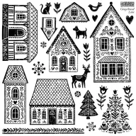   IOD Gingerbread Lane Dekor bélyegző 12"X12" (30x30 cm) IOD Decor Stamp (1 ív)