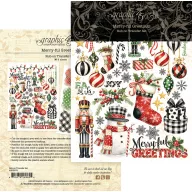   Graphic 45 Merry-ful Greetings kaparós matrica / Rub-on Transfers 6"×8" (2 ív)