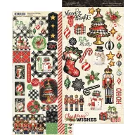   Graphic 45 Merry-ful Greetings matrica / Sticker Set 6"×12" (2 ív)