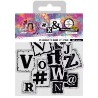   Art by Marlene B&W Alphabet papír díszítőelemek Luxury Paper Elements (74 db)