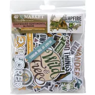   49 and Market Campfire Memories chipboard feliratok – Dennis Bruton (36 db)