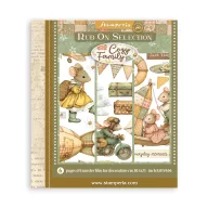  Stamperia Cozy Family / meghitt család kaparós matrica készlet / Rub-On Assortment – 20,5 × 23 cm, 6 ív