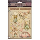 Stamperia Cozy Family / meghitt család színes fa díszítőelemek A5 / Colored Wooden Shapes