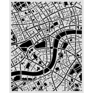   Stamperia Our Way vastag stencil – 20 × 25 cm – várostérkép