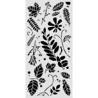   Stamperia Flowers and Poems / virágok és versek vastag stencil – 12 × 25 cm – vegyes levelek