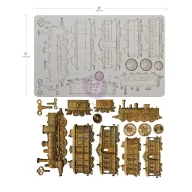   Finnabair Steampunk Express szilikon öntőforma 5" × 8" (12,7 × 20,3 cm) Decor Mould (1 db)