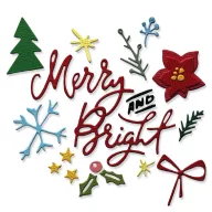   Sizzix 2D Texture Fades domborítómappa és Thinlits vágósablon készlet Vault Side-Order Merry + Bright (17+1 db) – Tim Holtz