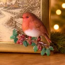 Szilikon öntőforma – Vörösbegy és téli ágak / Winter Robin – Katy Sue Designs Silicone Mould (1 db)