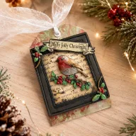   Szilikon öntőforma – Vörösbegy és téli ágak / Winter Robin – Katy Sue Designs Silicone Mould (1 db)