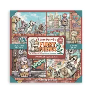   Stamperia Furry Friends 2 – egyoldalas scrapbook papírkészlet – 8"(20cm) – 22 lap