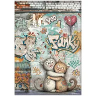   Stamperia Furry Friends 2 – Vagány macskák rizspapír – A4 (21 × 29,7 cm), 1 ív