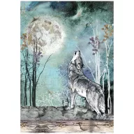   Stamperia Cosmos – Farkas és hold rizspapír – A4 (21 × 29,7 cm), 1 ív
