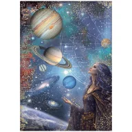   Stamperia Cosmos – Bolygók rizspapír – A4 (21 × 29,7 cm), 1 ív