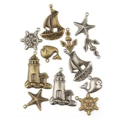 Fémdíszek , Scrapbook Basics / Kikötő -  (12 db)