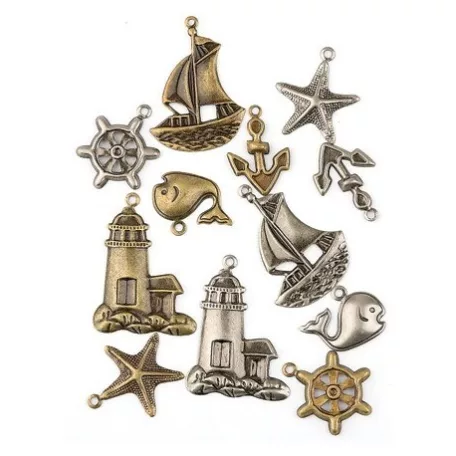 Fémdíszek , Scrapbook Basics / Kikötő -  (12 db)