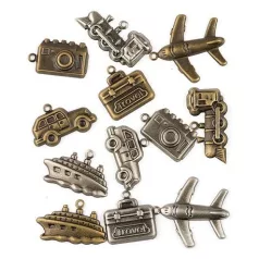 Fémdíszek , Scrapbook Basics / Utazás -  (12 db)