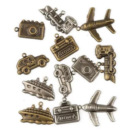 Fémdíszek , Scrapbook Basics / Utazás -  (12 db)